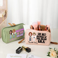 Bolsa de maquillaje personalizada de dibujos animados para la madre de la novia de gran capacidad con doble cremallera y nombre Regalo de boda portátil para mujer