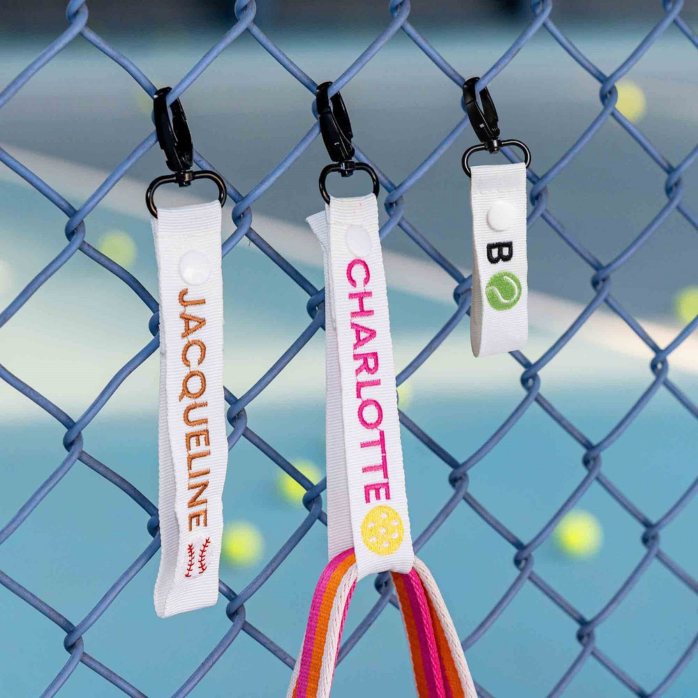Gancho Personalizado para Bolsa de Valla de Tenis Béisbol Pickleball con Nombre Bordado Inicial Accesorio Deportivo Regalo de Día de Juego para Amante de los Deportes