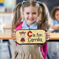 Estuche personalizado con nombre y cremallera para lápices Oxford con iniciales de personajes de dibujos animados Regalo de cumpleaños de vuelta al cole para niños y niñas