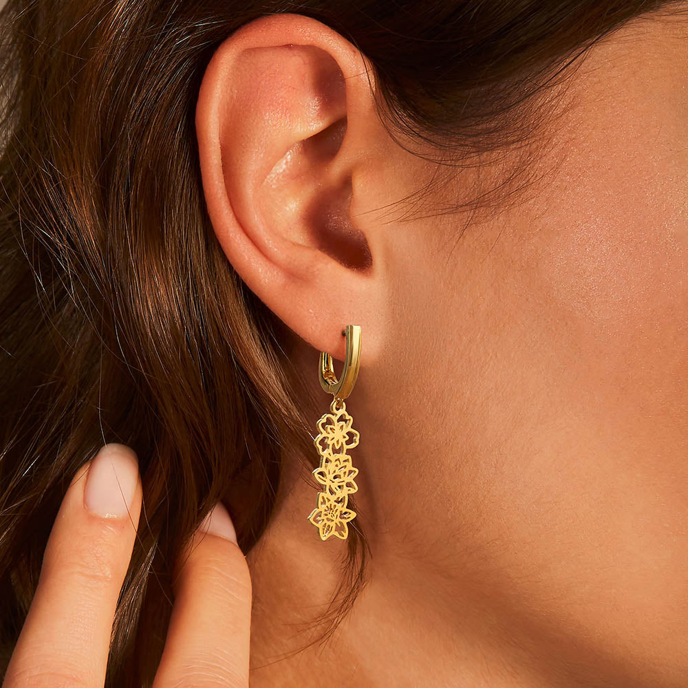 Personalizada Flor de Nacimiento Piedra de Nacimiento Pendientes Dainty Joyería Día de la Madre Día de San Valentín Aniversario Cumpleaños Regalos para Ella