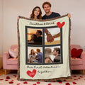 Fotos de pareja personalizadas Suave manta de borlas con nombre, texto y año Decoración para el hogar Regalo de aniversario de San Valentín para pareja