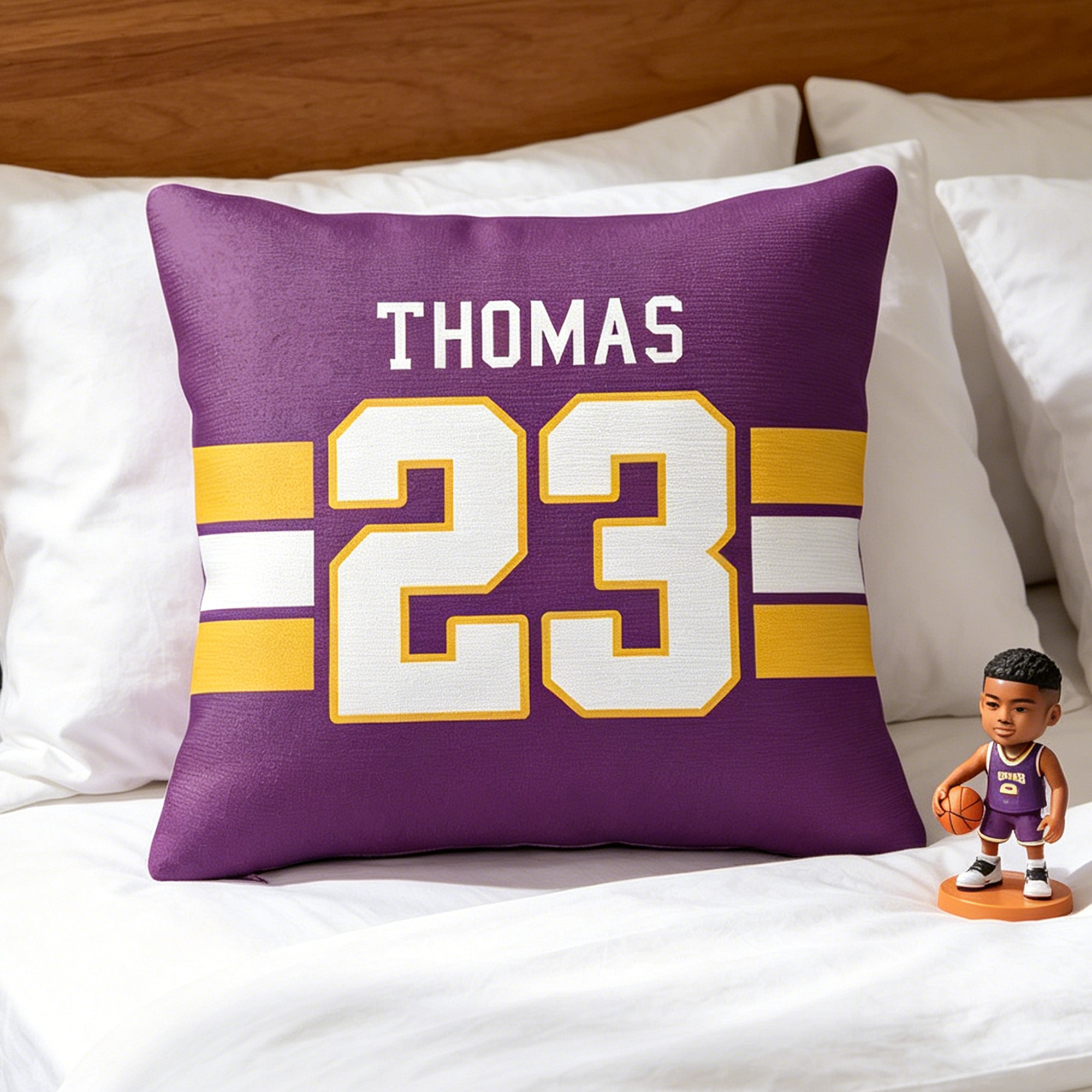Personalizado Multicolor Número Rayas Suave Almohada Funda con Nombre Decoración del Hogar Día del Juego Cumpleaños Regalo para Novio Padre Hombre