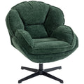 Wingback Accent Chair with 360° Swivel, Velvet, 4-Star Base, Dark Green