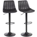 Modern Bar Stools Set of 2, Height Adjustable Swivel Bar Chairs with Backrest for Breakfast Counter, Kitchen Island, Black