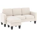 73" L-Shaped Sectional Sofa with Reversible Chaise, 3 Seat, 2200lb Capacity, Cream White