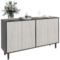 Modern Sideboard w/ Cupboards,  Adjustable Shelves & Solid Wood Legs for Living Room, Black