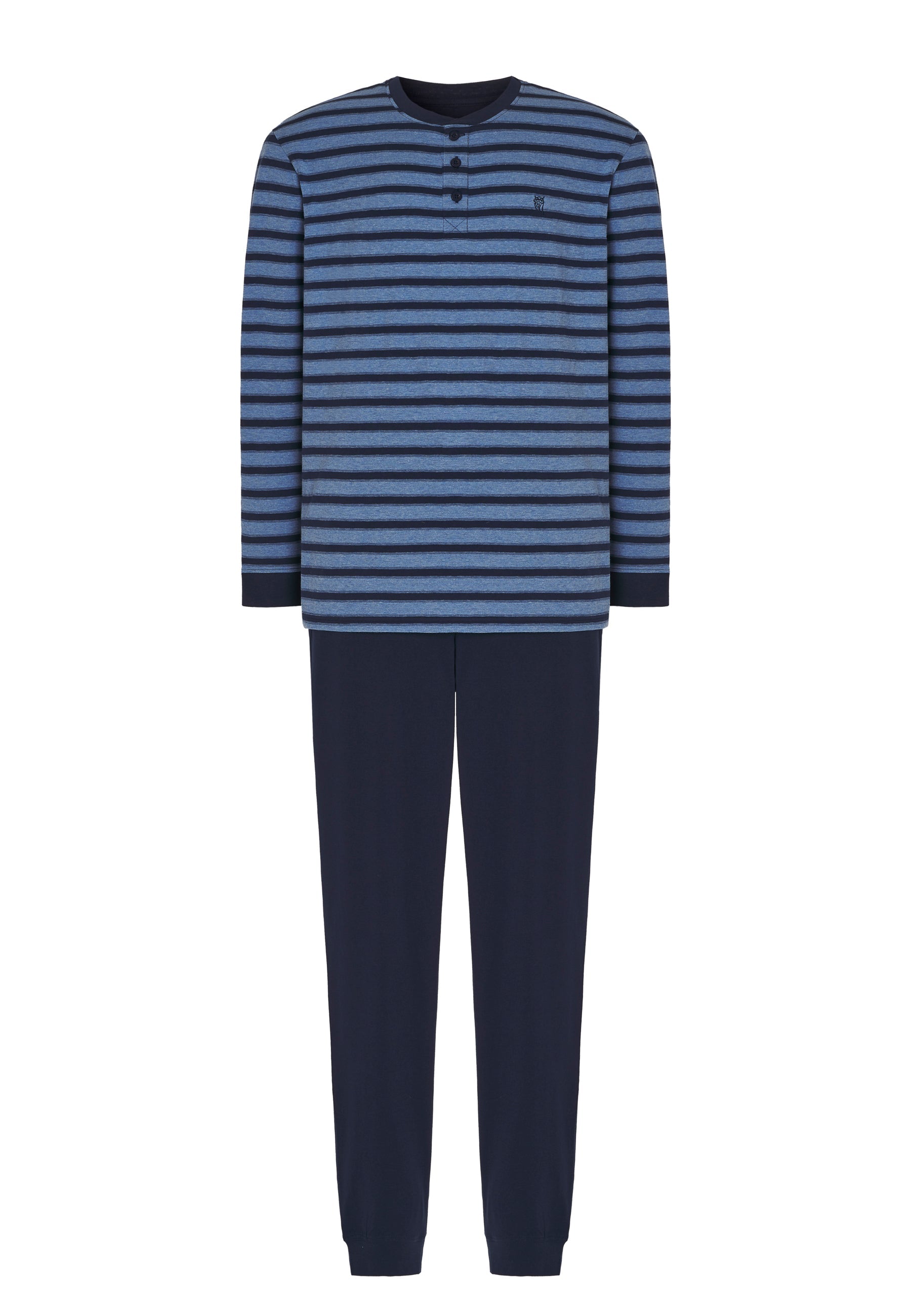 Pijama Hombre Largo Tapeta Punto Rayas - Azul 5308_36
