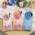 Personalizado de nacimiento de la flor de la mariposa de cuero de la PU bolsa de pinceles de maquillaje con 8 piezas de pinceles de maquillaje de viaje Essentials Día de la Madre de regalo de cumpleañ