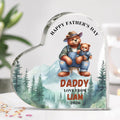Placa acrílica personalizada Feliz Día del Padre Oso de dibujos animados con nombre y año Decoración del hogar Regalo del Día del Padre para la familia