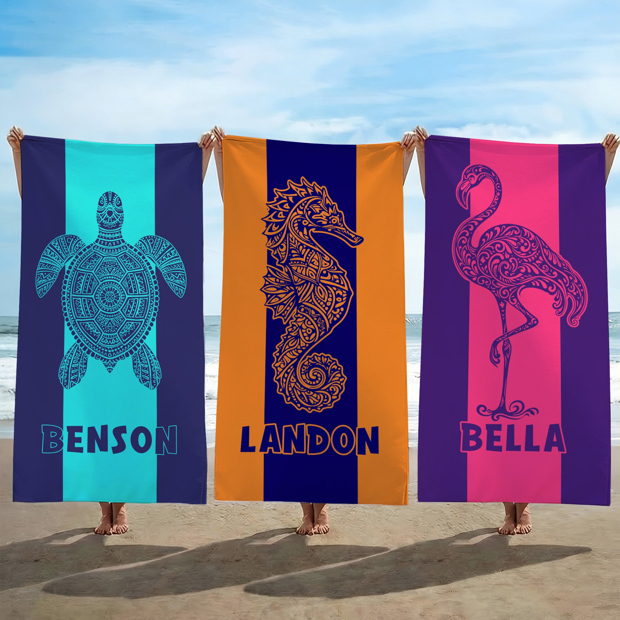 Toalla de playa de gran tamaño, de secado rápido y suave, personalizada, con el nombre Vacaciones de verano Fiesta en la playa Regalo de cumpleaños para la familia Amigos