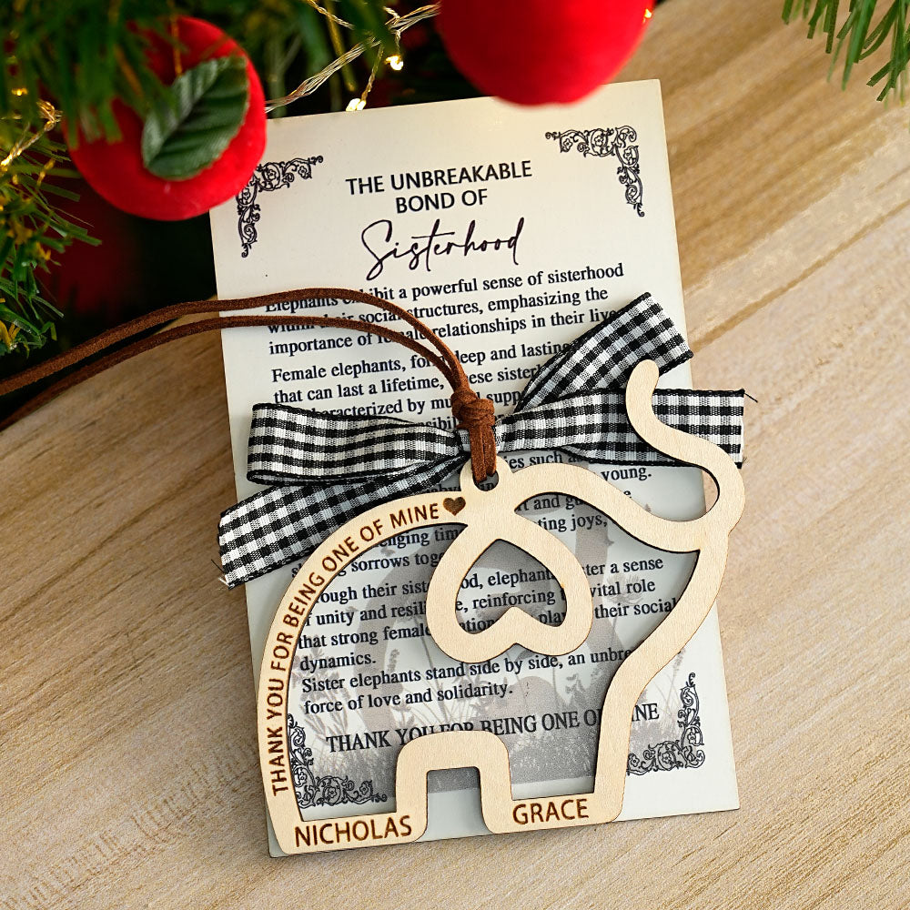 Personalizado de madera Corazón Elefante Hermandad Ornamento con Nombres Amistad Recuerdo Cumpleaños Navidad Regalo para Hermanas Mejores Amigas