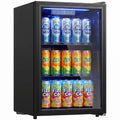 70L Under-Counter Drink Fridge, 70-Can Capacity, Double-Layer Glass Door, LED
