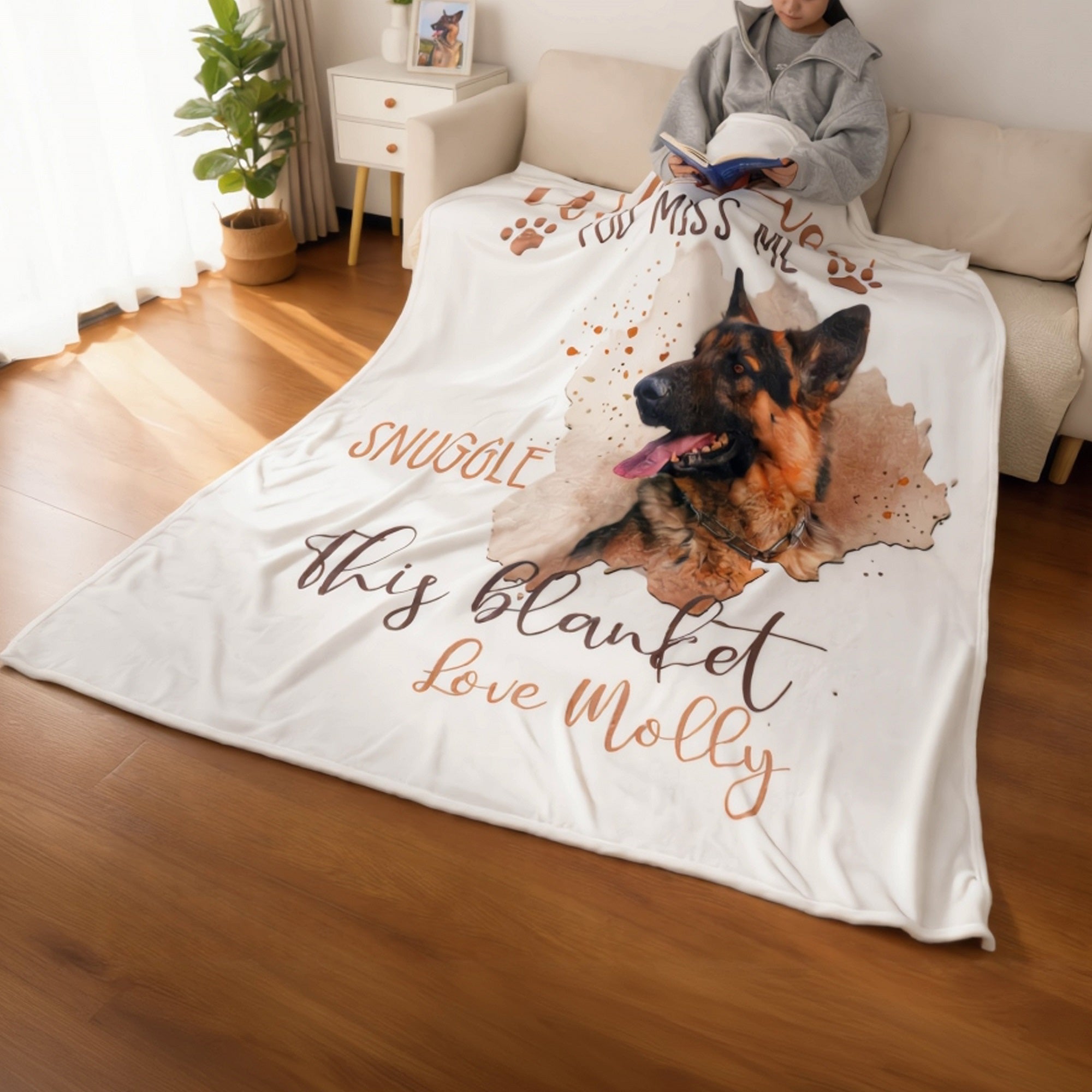 Personalizada Siempre que me eches de menos Acurrúcate a esta manta suave con foto de mascota y nombre Simpatía Conmemoración Cumpleaños Regalo para los dueños de mascotas Amantes