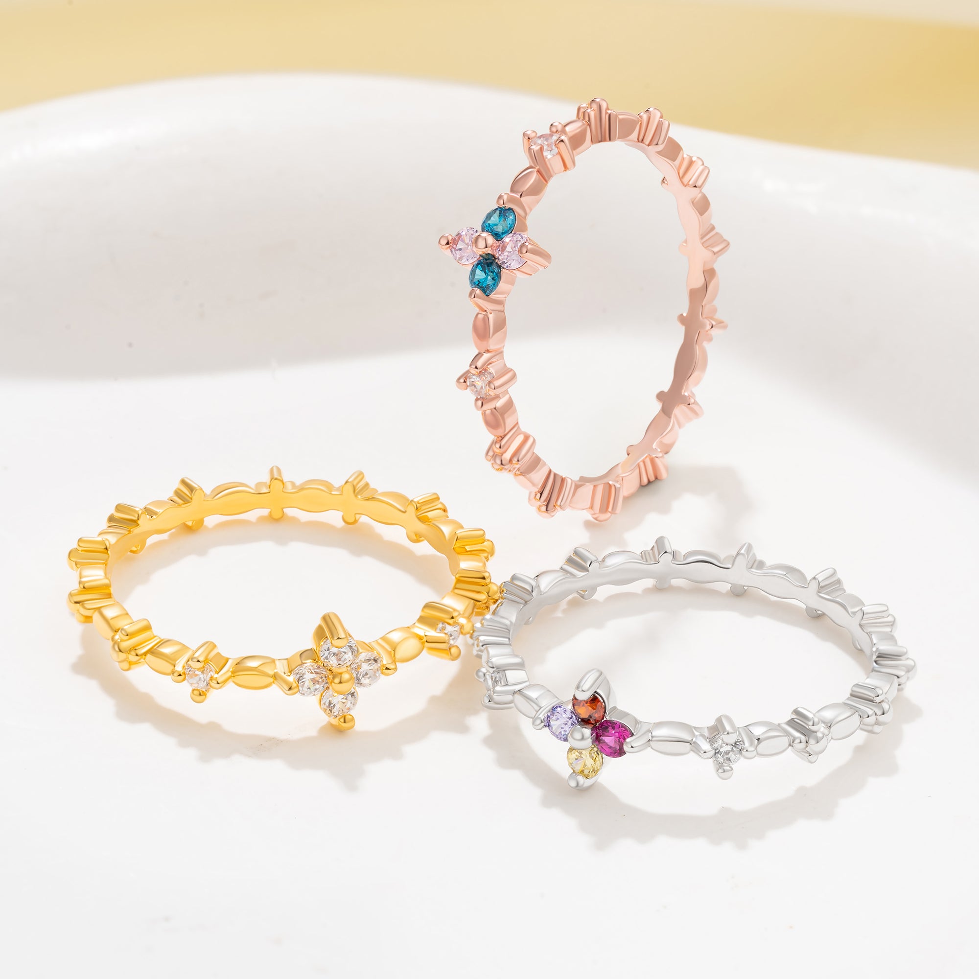 Personalizado Dainty Floral Romántico Anillo de Cumpleaños Aniversario Regalo para Mujeres Esposa Mamá