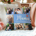 Funda de Almohada Personalizada 7 Fotos Corazón Rojo con Apodo y Texto Decoración del Hogar Regalo del Día de la Madre para Mamá Abuela