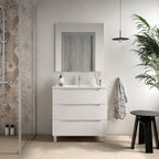 BATHME TRIO Conjunto Completo Mueble de Baño 3 Cajones Color Blanco Brillo