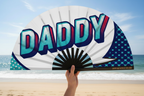 Daddy Blue text XL Fan