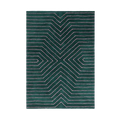 Dark Teal Geometric Hand Tufted Wool Rug