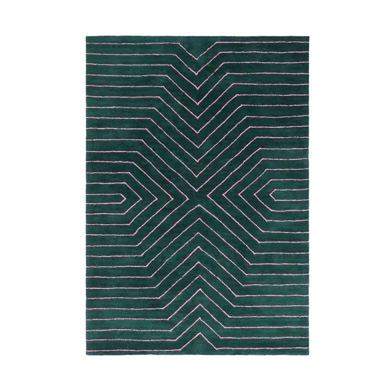 Dark Teal Geometric Hand Tufted Wool Rug