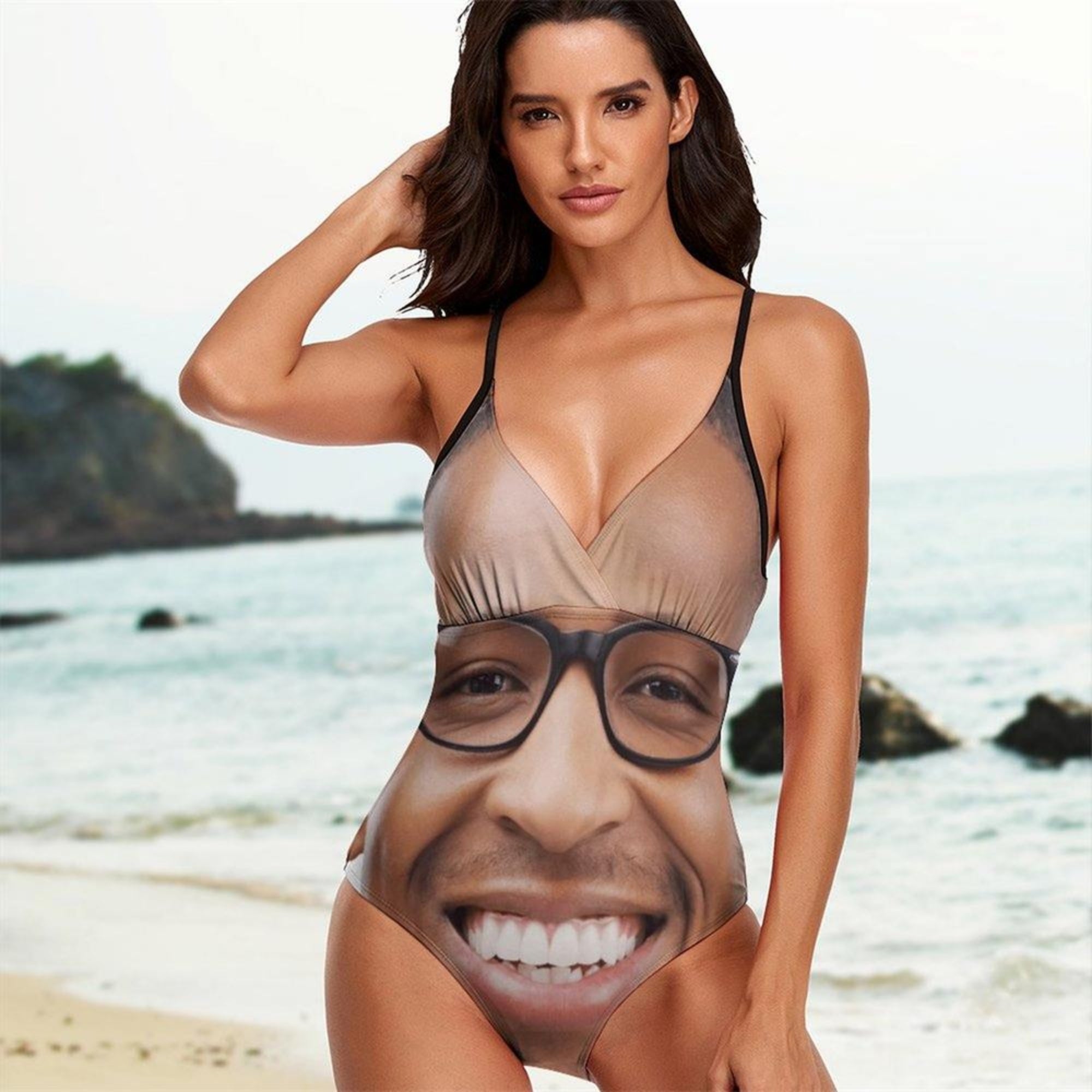Personalizado Cara Foto Mujeres Bañador de una pieza Playa Esencial Vacaciones de Verano Divertido Cumpleaños Aniversario Regalo para Novia Esposa