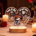 Lámpara de noche LED de acrílico con nombre, título, año y base de madera para decoración del hogar, regalo de San Valentín para parejas.