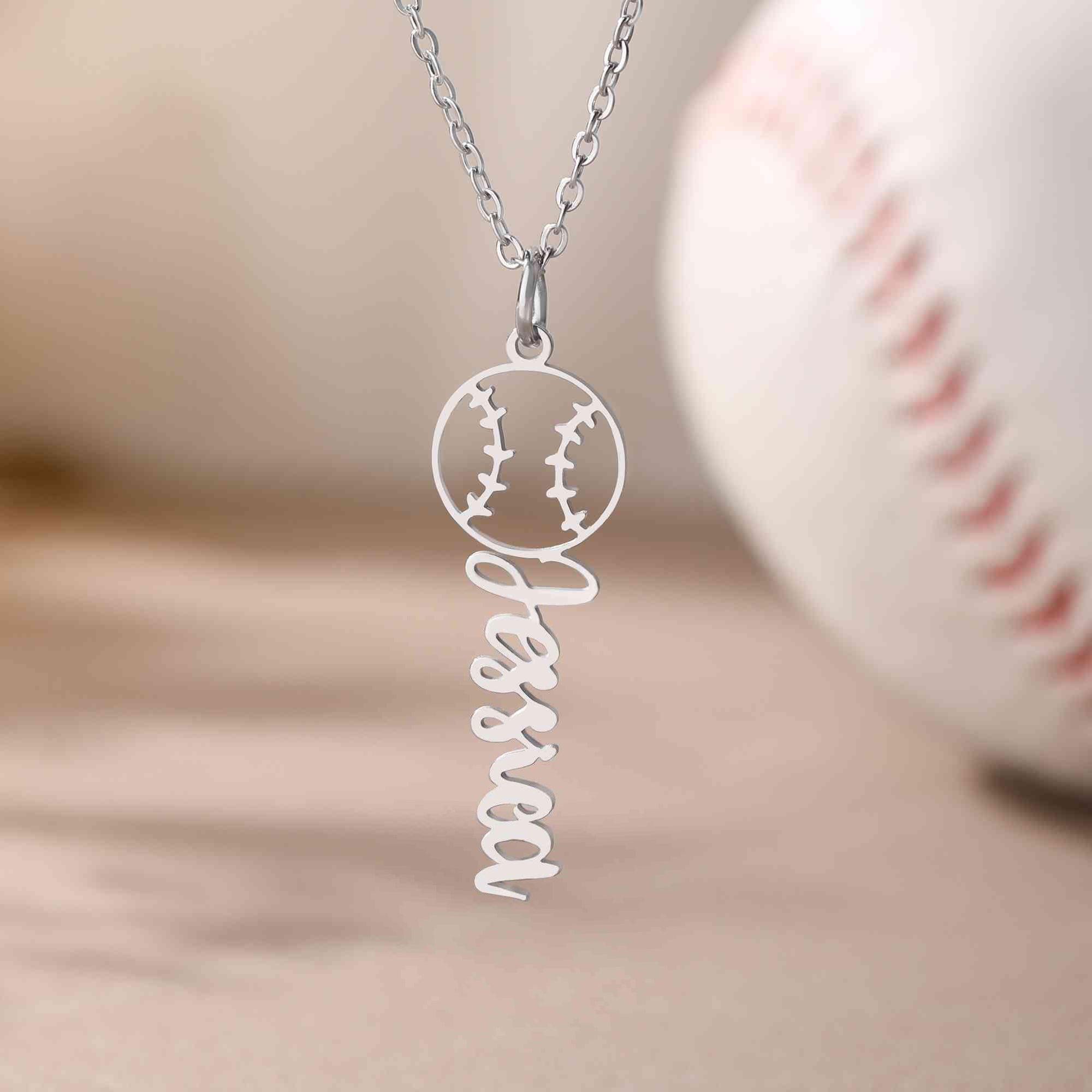 Collar personalizado con diseño de béisbol sóftbol y nombre joyería deportiva regalo de cumpleaños para jugadores de béisbol y sóftbol