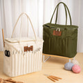 Bolsa grande de lona personalizada con monograma para guardar hilos, bolsillos para agujas y asa Accesorios de ganchillo para tejer Regalo de cumpleaños para amantes de las manualidades