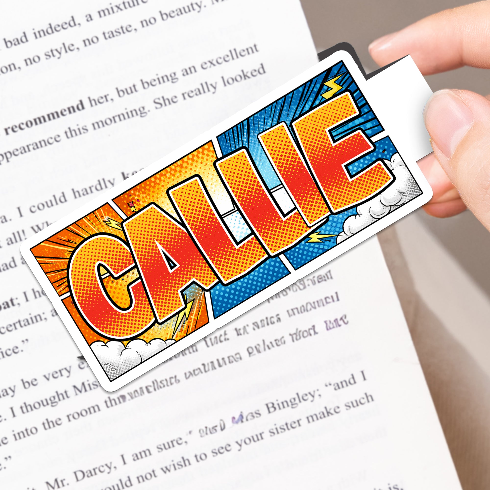 Clip imantado personalizado de letras de colores estilo cómic con nombre Regalo de cumpleaños de vuelta al cole para ratones de biblioteca