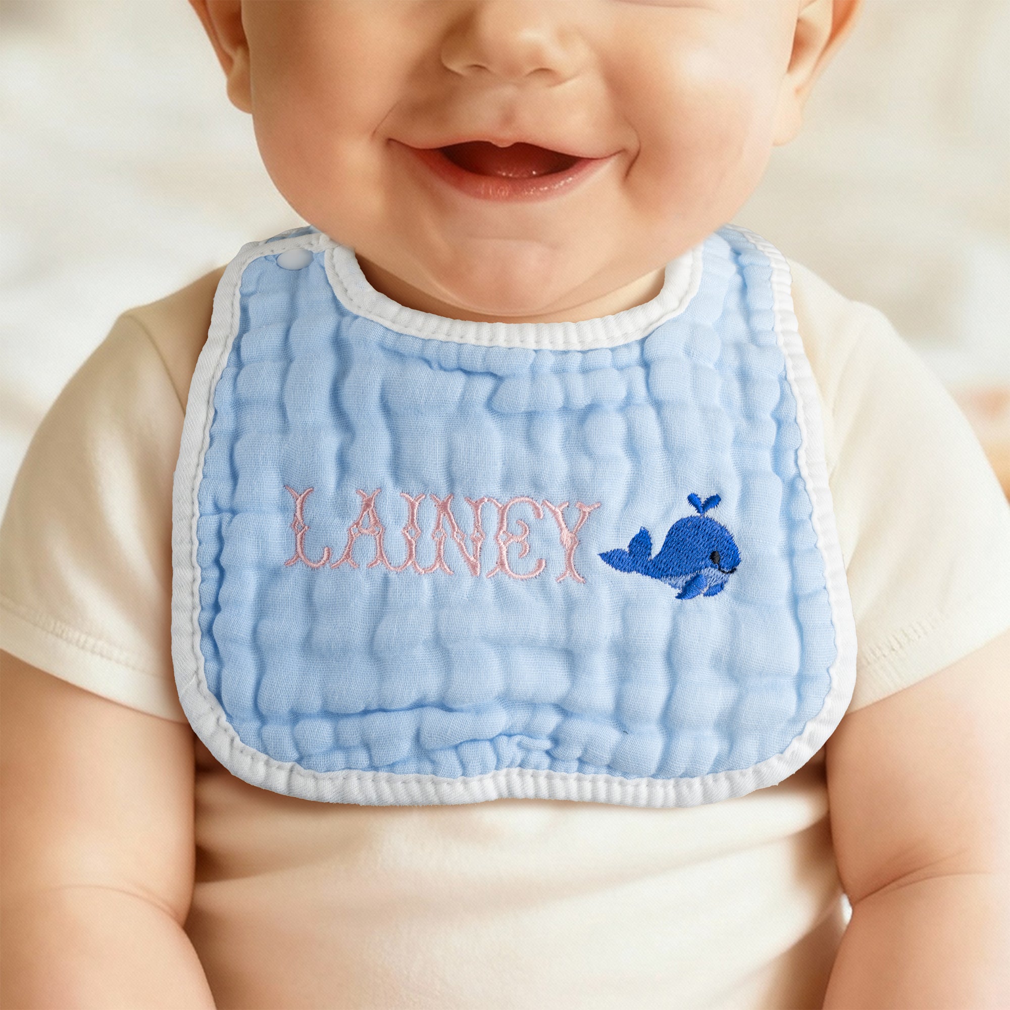Babero Bordado Personalizado Corazón de Herradura con Nombre Accesorio de Lactancia Regalo de Baby Shower para Bebé Niño
