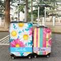 Acuarela artística personalizada con diseño de rayas florales 18-32 pulgadas Funda de equipaje con nombre Accesorios de viaje Regalo de cumpleaños para amigos de la familia