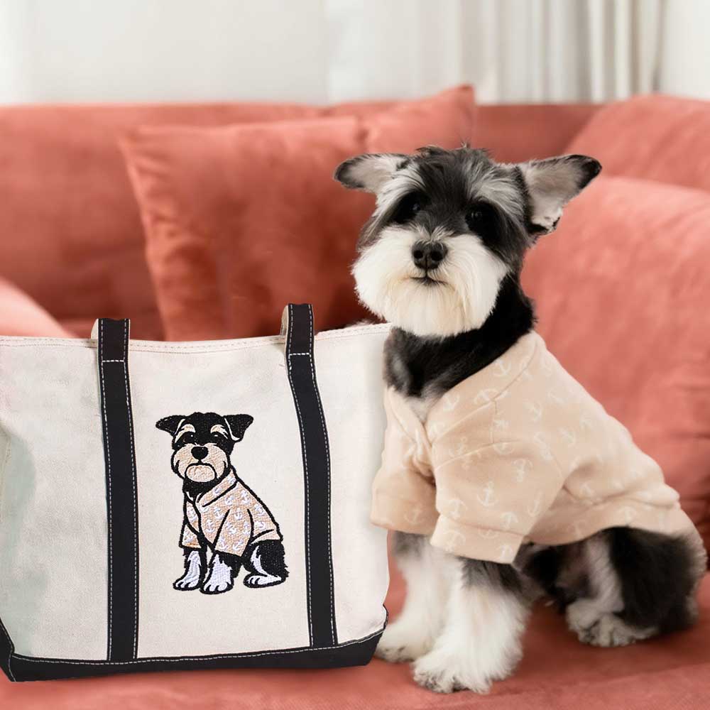 Bordado Personalizado Retrato de Mascota Foto Duradera Bolsa Oxford con Nombre Cumpleaños Día de la Madre Regalo para Mamá Amante de las Mascotas