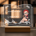 Lámpara de noche LED personalizada con forma de libro y nombre, con base de madera y dibujos animados florales Decoración para el hogar Regalo de cumpleaños para los amantes de la lectura