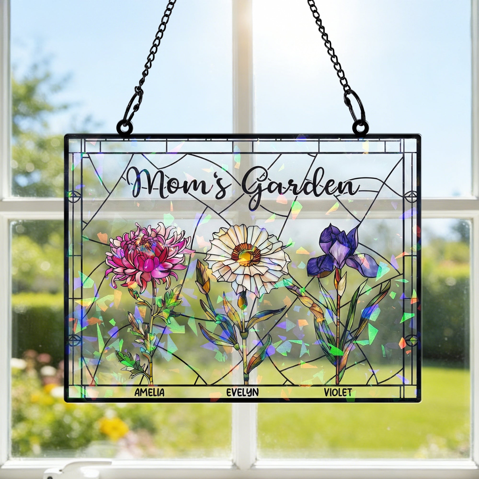 Personalizado Nacimiento Flor Sun Catcher Acrílico Ornamento con Nombre Ventana Decoración Día de la Madre Cumpleaños Regalo para Mamá Abuela