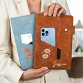 Personalizada Nacimiento Flor Nombre PU Cuero A5 Cuaderno con bolsillo de almacenamiento y páginas rayadas Diario Planificador Viajes Cumpleaños Regalo para Amigo
