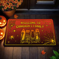 Personalizado Bienvenido a Alguien de la Familia Fantasma Gato Negro Calabaza Felpudo con Nombre Decoración para el Hogar Regalo de Halloween para Amigos de la Familia