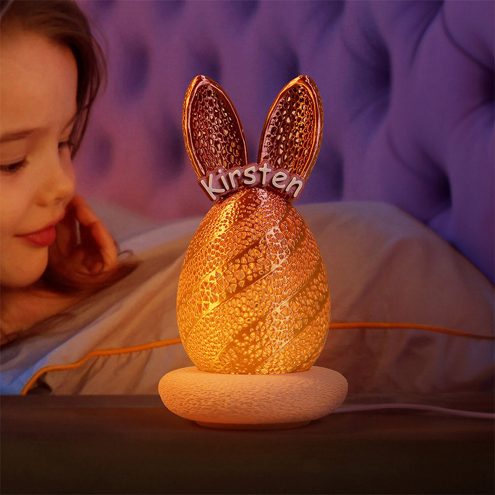 Conejito de Pascua Multicolor Personalizado LED Luz de Noche con Nombre y Base Decoración de Habitación Regalo de Pascua para Niñas Niños