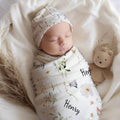 Personalizado Wildflowers Swaddle Manta Nudo Sombrero Diadema con Nombre Nursery Decor Baby Shower Birthday Gift for Newborn Baby