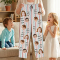Personalizado raya 1-4 fotos cordón largo pantalones de pijama con nombre Día de la Madre Cumpleaños Regalo para Mujeres Hombres Niños
