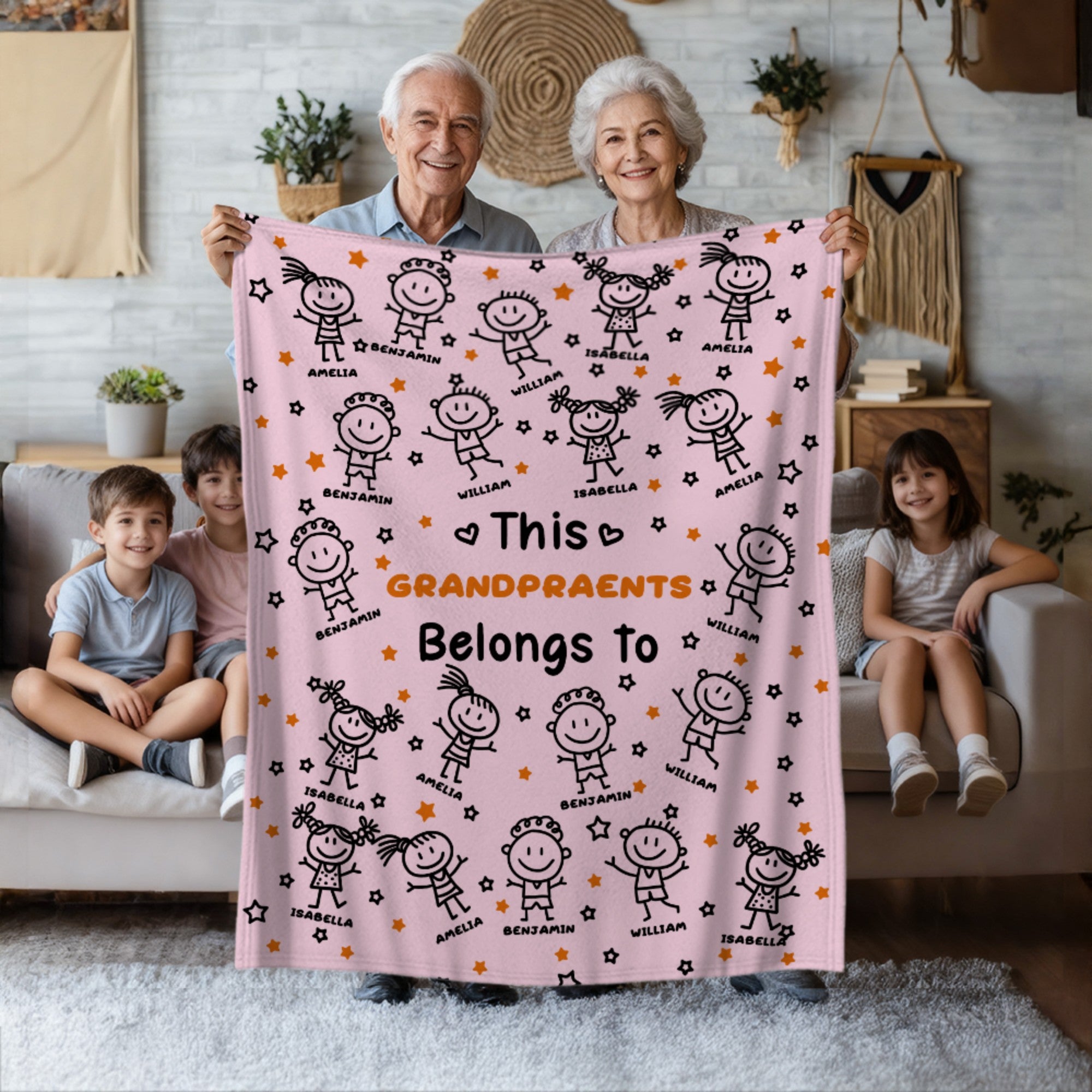 Mantas personalizadas con el nombre de un personaje de dibujos animados para decorar la casa Regalo de cumpleaños para la familia Abuela Mamá