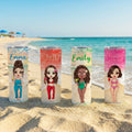 Vaso de playa personalizado con el nombre de un personaje de dibujos animados 20 oz aislado Skinny Tumbler Uso diario Regalo de cumpleaños para ella