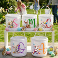 Cesta de Pascua Personalizada con Conejito con Nombre e Inicial Cesta de Pascua para Cazar Huevos Fiesta de Pascua Regalo para Niños