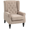 Mid Century Arm Chair for Living Room, Snow Flannel Wingback Armchair with Button Tufted Design, Beige