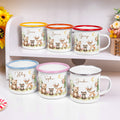 Personalizado lindo oso mapache ciervo multicolor 12 oz esmalte taza con nombre cumpleaños regalo de Navidad para los niños