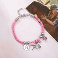 Caballo personalizado piedra de nacimiento inicial colgante rosa pulsera de cuerda regalo de cumpleaños para niños mujeres