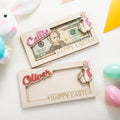 Feliz Pascua personalizada de madera Peter Rabbit Money Holder con nombre Cesta de Rellenos de Pascua de vacaciones Fiesta de Regalos para Niños Familia