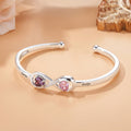 Personalizada de plata de ley Infinito Doble Corazón Birthstones Pulsera con nombre grabado Cumpleaños Aniversario Día de San Valentín Regalo para las mujeres