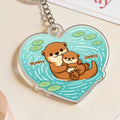 Llavero acrílico personalizado con forma de corazón de mamá nutria y 1-5 bebés nutrias con nombres Uso diario Regalo del Día de la Madre para mamá Abuela