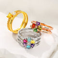 Corazón Personalizado Surtido 1-8 Piedras de Nacimiento Anillo con Nombres Grabados Cumpleaños Aniversario Compromiso Regalo para Mujeres