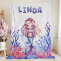 Fantasía personalizada sirena mundo submarino suave manta con nombre decoración del hogar regalo de cumpleaños para las niñas