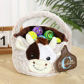 Personalizada Adorable Vaca Bordado Inicial Nombre Cesta de Peluche con Etiqueta de Cuero Cumpleaños Día del Niño Regalo para Niños Amantes de las Vacas
